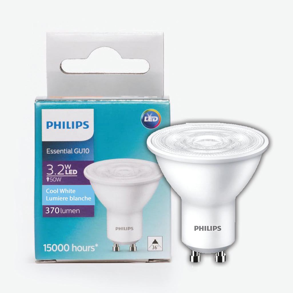 PHILIPS LED Gu10 Essential Bulb Dimmable 4W (WW & CDL)