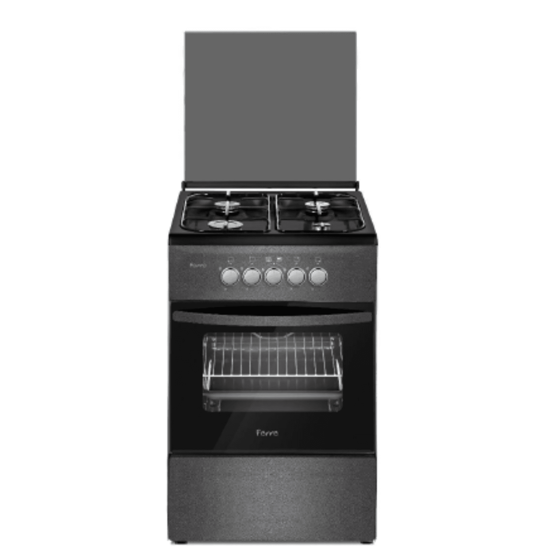 Ferre 50*50 Free standing Cooker – Full Gas 4 Gas, Gas Oven with Gas Grill , Glass Lid, Hammered Silver - F5C40G1.HS